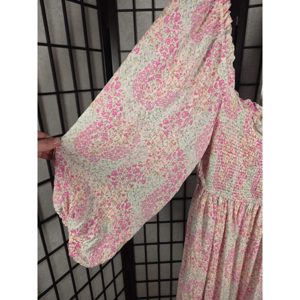 Penelope Rose Cottagecore Prairie Smocked Floral Midi Dress Women's Size Medium - Picture 4 of 7